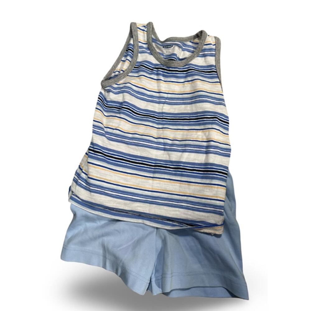 Old Navy Shirt & Little Shorts Outfit 3T Blue White Tank Top  Boys Set